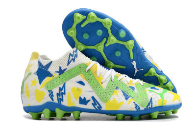 Men's Puma Future Ultimate FG Multi Ground Low-Tops Football Boots - White/Yellow/Blue