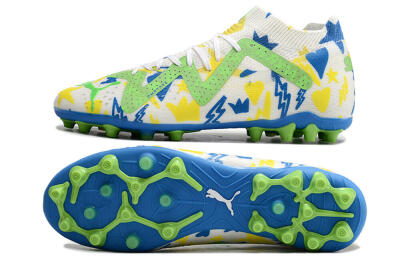 Men's Puma Future Ultimate FG Multi Ground Low-Tops Football Boots - White/Yellow/Blue
