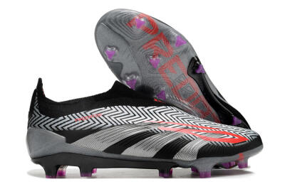 Men's Adidas Predator Accuracy+ FG Firm Ground Low-Tops Football Boots - Grey/Black/Red