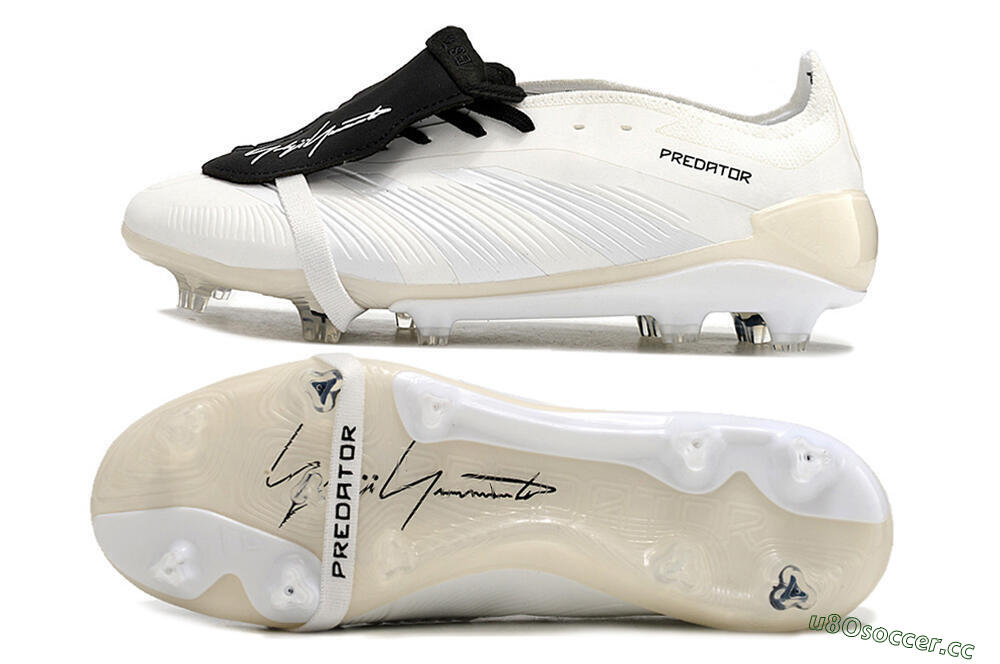 Unisex Adidas Predator Elite Foldover Tongue FG Firm Ground Low-Tops Football Boots - Beige/Black/White 1