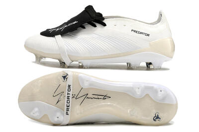 Unisex Adidas Predator Elite Foldover Tongue FG Firm Ground Low-Tops Football Boots - Beige/Black/White