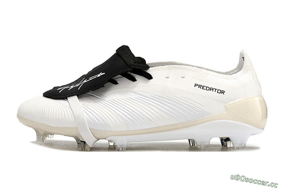 Unisex Adidas Predator Elite Foldover Tongue FG Firm Ground Low-Tops Football Boots - Beige/Black/White 0