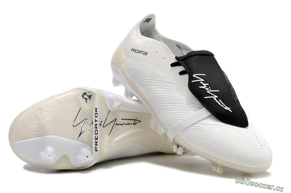 Unisex Adidas Predator Elite Foldover Tongue FG Firm Ground Low-Tops Football Boots - Beige/Black/White 3