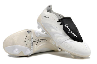Unisex Adidas Predator Elite Foldover Tongue FG Firm Ground Low-Tops Football Boots - Beige/Black/White
