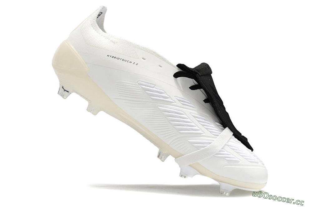 Unisex Adidas Predator Elite Foldover Tongue FG Firm Ground Low-Tops Football Boots - Beige/Black/White 4