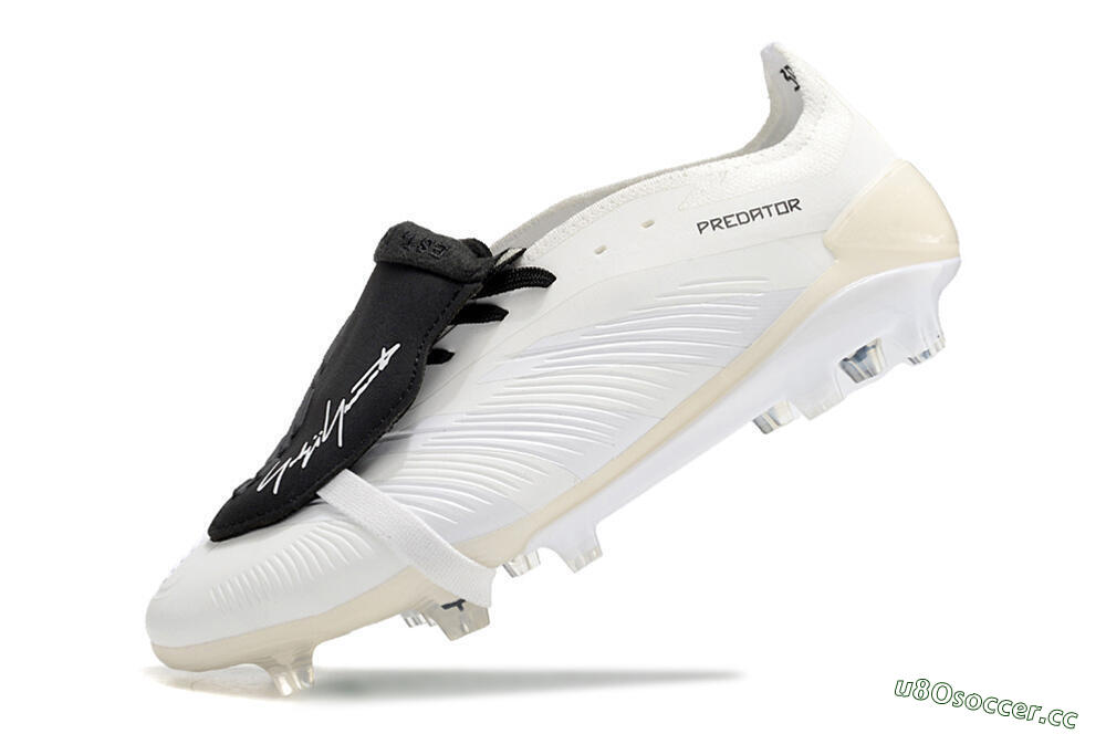 Unisex Adidas Predator Elite Foldover Tongue FG Firm Ground Low-Tops Football Boots - Beige/Black/White 5