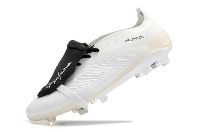 Unisex Adidas Predator Elite Foldover Tongue FG Firm Ground Low-Tops Football Boots - Beige/Black/White