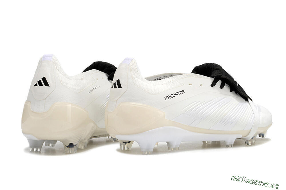 Unisex Adidas Predator Elite Foldover Tongue FG Firm Ground Low-Tops Football Boots - Beige/Black/White 6