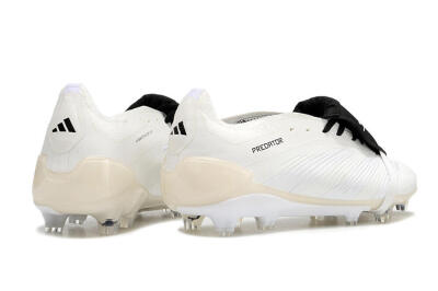 Unisex Adidas Predator Elite Foldover Tongue FG Firm Ground Low-Tops Football Boots - Beige/Black/White