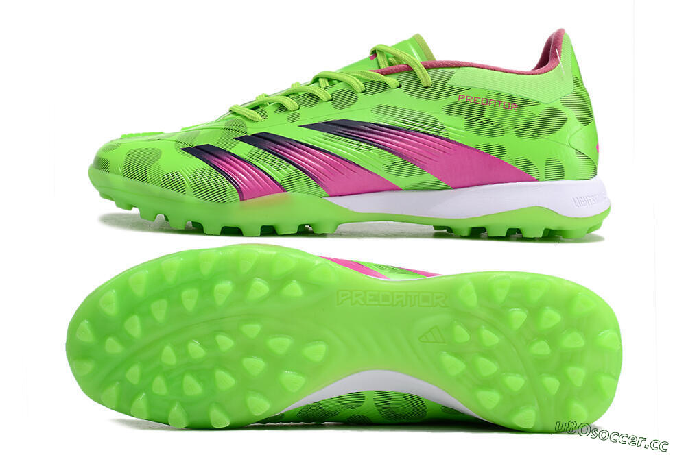 Men's Adidas Predator Elite TF Artificial Turf Low-Tops Football Shoes - Green/Purple/Pink 1