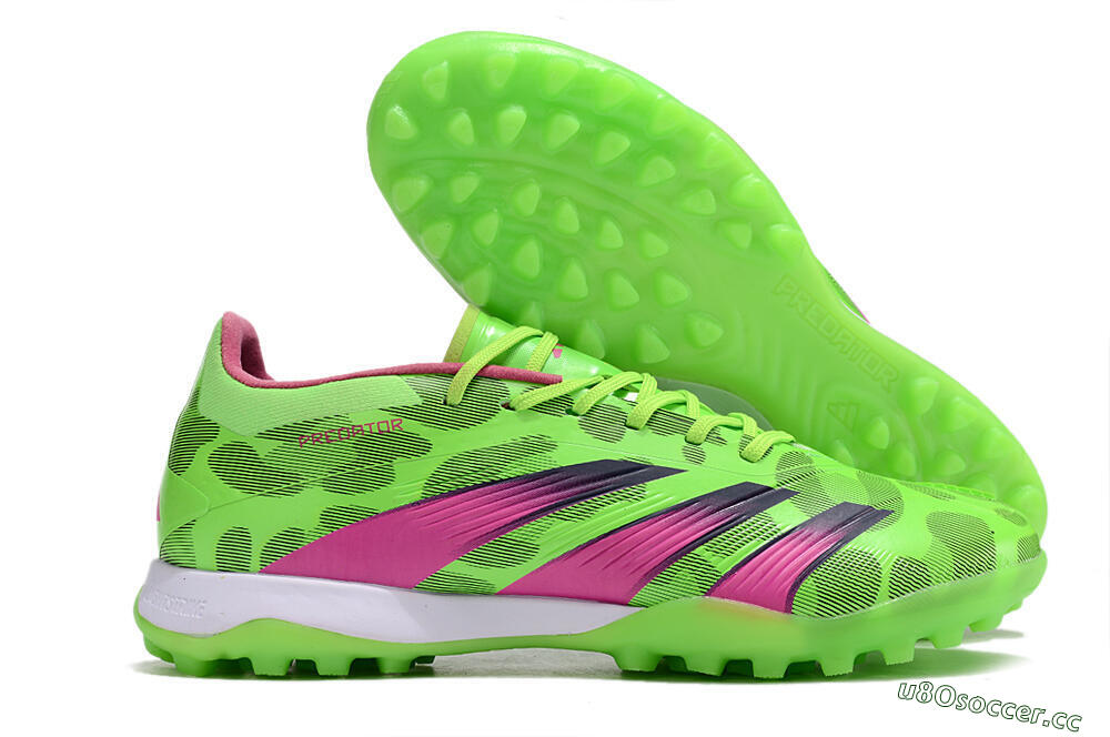 Men's Adidas Predator Elite TF Artificial Turf Low-Tops Football Shoes - Green/Purple/Pink 2