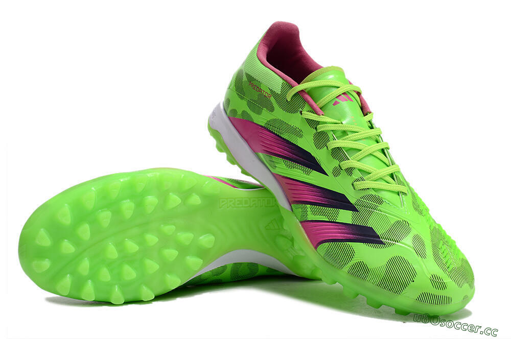 Men's Adidas Predator Elite TF Artificial Turf Low-Tops Football Shoes - Green/Purple/Pink 3