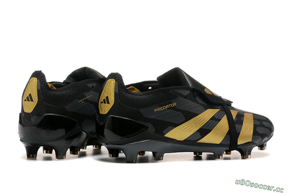 Men's Adidas Predator Elite Foldover Tongue FG Firm Ground Low-Tops Football Boots - Black/Gold 6
