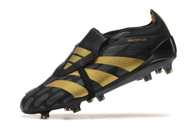 Men's Adidas Predator Elite Foldover Tongue FG Firm Ground Low-Tops Football Boots - Black/Gold