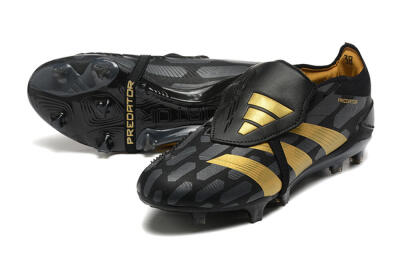 Men's Adidas Predator Elite Foldover Tongue FG Firm Ground Low-Tops Football Boots - Black/Gold