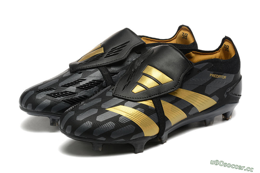 Men's Adidas Predator Elite Foldover Tongue FG Firm Ground Low-Tops Football Boots - Black/Gold 5