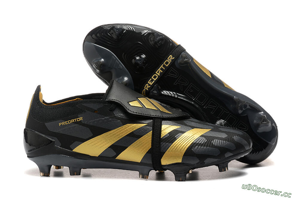 Men's Adidas Predator Elite Foldover Tongue FG Firm Ground Low-Tops Football Boots - Black/Gold 2