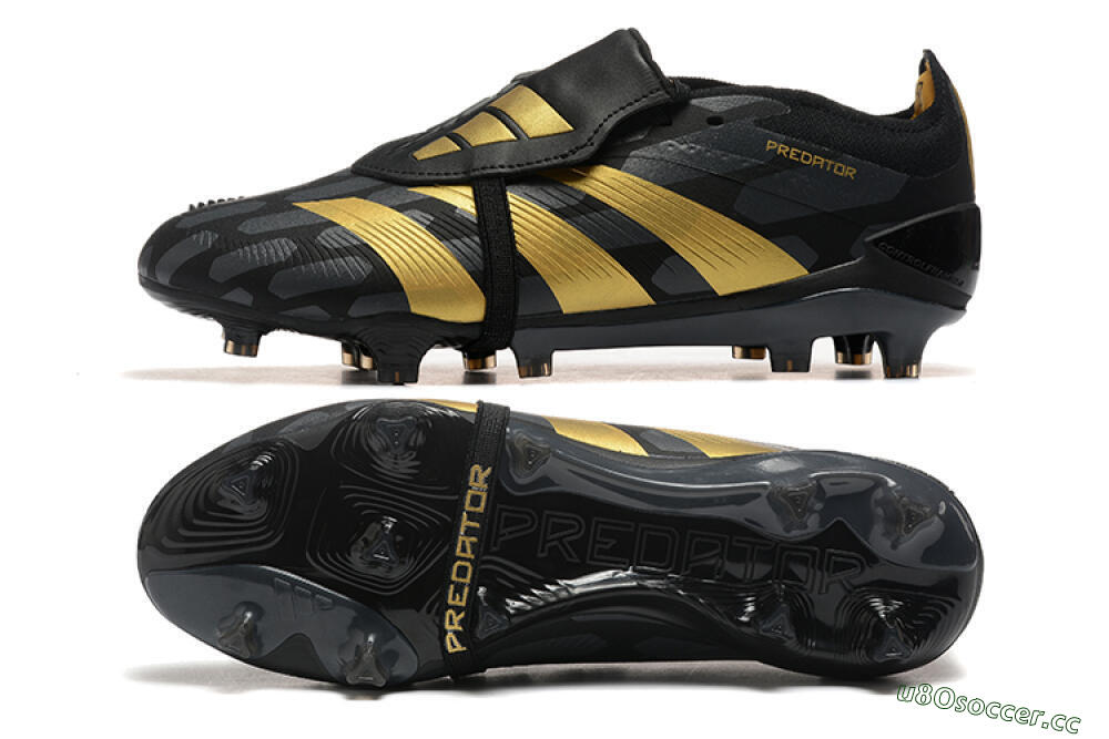 Men's Adidas Predator Elite Foldover Tongue FG Firm Ground Low-Tops Football Boots - Black/Gold 1