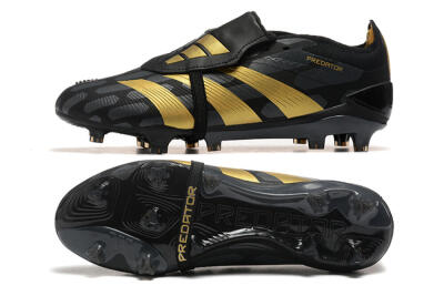 Men's Adidas Predator Elite Foldover Tongue FG Firm Ground Low-Tops Football Boots - Black/Gold