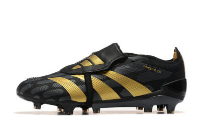 Men's Adidas Predator Elite Foldover Tongue FG Firm Ground Low-Tops Football Boots - Black/Gold