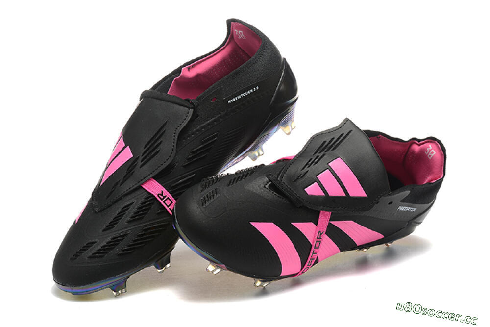 Men's Adidas Predator Elite Foldover Tongue FG Firm Ground Low-Tops Football Boots - Black/Pink 6