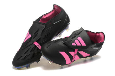 Men's Adidas Predator Elite Foldover Tongue FG Firm Ground Low-Tops Football Boots - Black/Pink