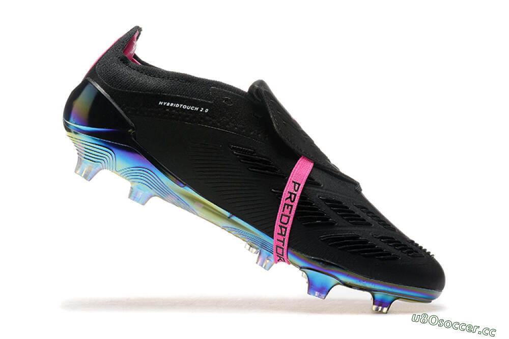 Men's Adidas Predator Elite Foldover Tongue FG Firm Ground Low-Tops Football Boots - Black/Pink 7