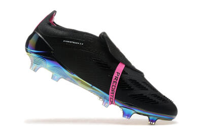 Men's Adidas Predator Elite Foldover Tongue FG Firm Ground Low-Tops Football Boots - Black/Pink