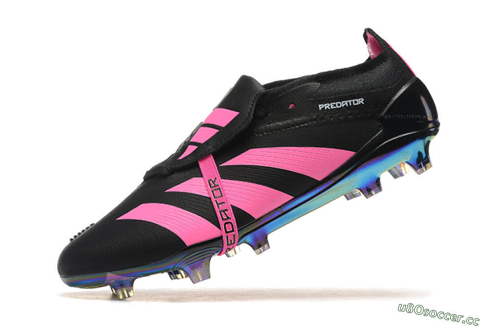 Men's Adidas Predator Elite Foldover Tongue FG Firm Ground Low-Tops Football Boots - Black/Pink 8