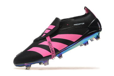 Men's Adidas Predator Elite Foldover Tongue FG Firm Ground Low-Tops Football Boots - Black/Pink