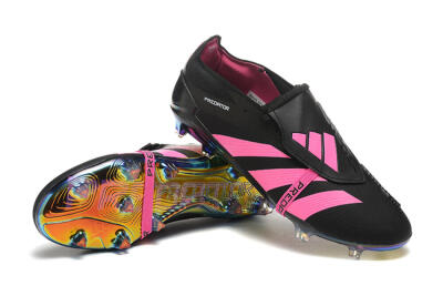Men's Adidas Predator Elite Foldover Tongue FG Firm Ground Low-Tops Football Boots - Black/Pink