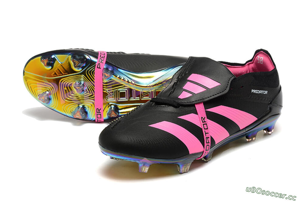 Men's Adidas Predator Elite Foldover Tongue FG Firm Ground Low-Tops Football Boots - Black/Pink 3