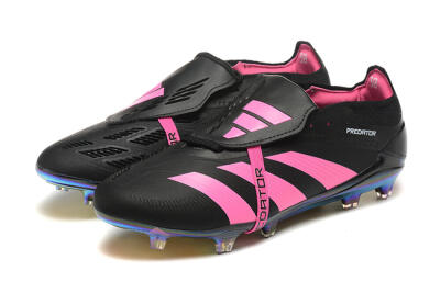 Men's Adidas Predator Elite Foldover Tongue FG Firm Ground Low-Tops Football Boots - Black/Pink