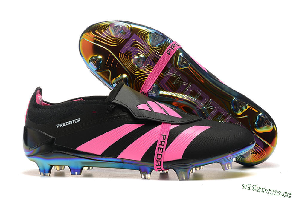 Men's Adidas Predator Elite Foldover Tongue FG Firm Ground Low-Tops Football Boots - Black/Pink 2
