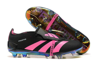 Men's Adidas Predator Elite Foldover Tongue FG Firm Ground Low-Tops Football Boots - Black/Pink