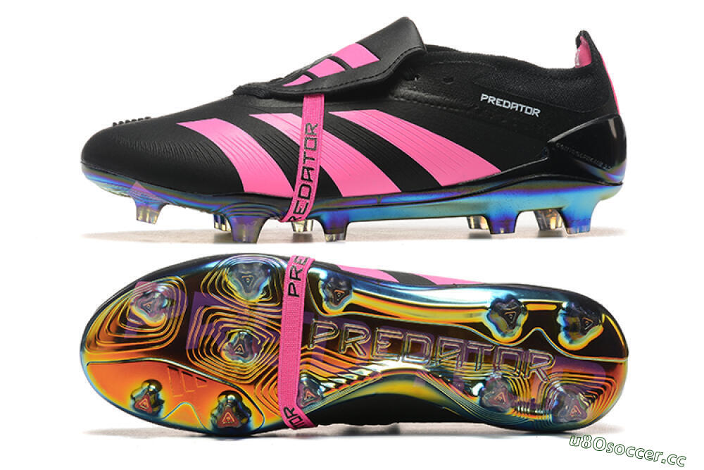 Men's Adidas Predator Elite Foldover Tongue FG Firm Ground Low-Tops Football Boots - Black/Pink 1