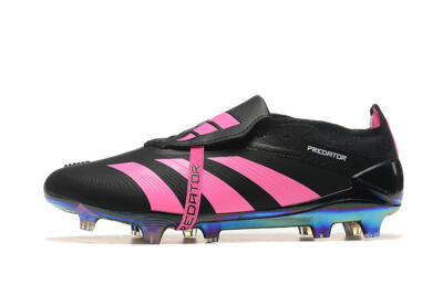 Men's Adidas Predator Elite Foldover Tongue FG Firm Ground Low-Tops Football Boots - Black/Pink
