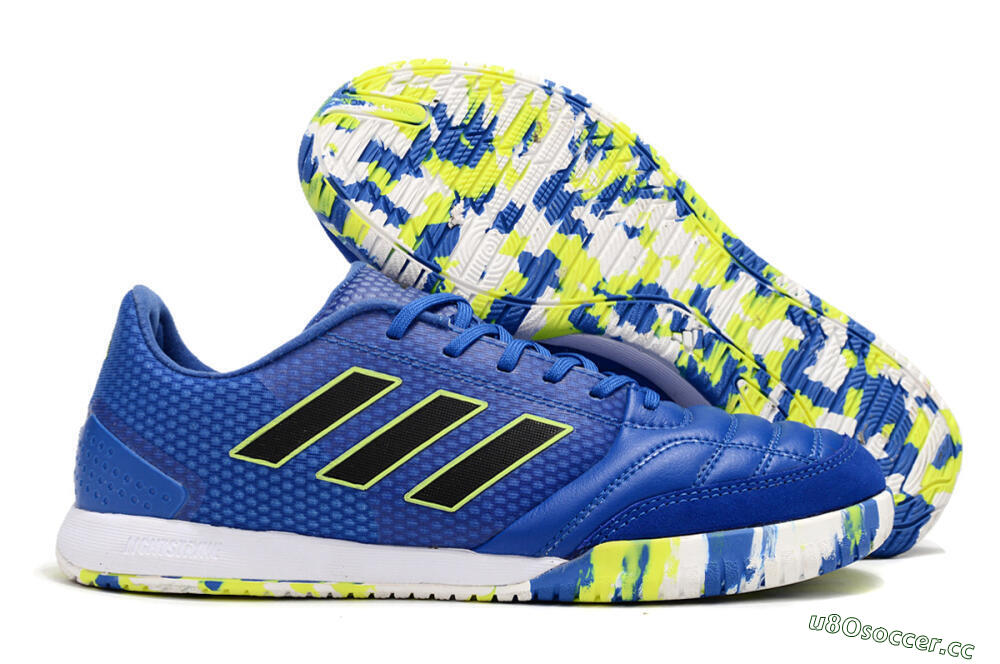 Men's Adidas Top Sala FG Indoor & Futsal Low-Tops Football Shoes - Blue/Black/Yellow 2