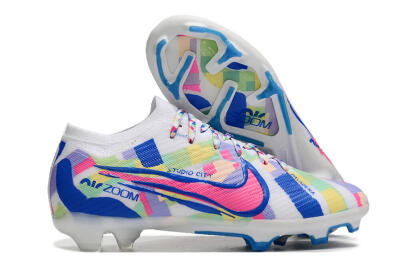 Unisex Nike Air Zoom Mercurial Vapor 15 Elite FG Firm Ground Low-Tops Football Boots - White/Rainbow