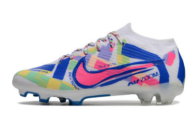 Unisex Nike Air Zoom Mercurial Vapor 15 Elite FG Firm Ground Low-Tops Football Boots - White/Rainbow