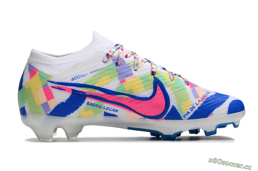 Unisex Nike Air Zoom Mercurial Vapor 15 Elite FG Firm Ground Low-Tops Football Boots - White/Rainbow 5