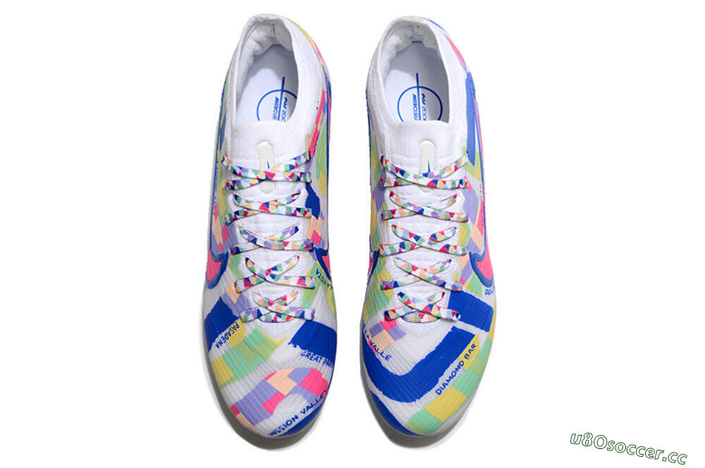 Unisex Nike Air Zoom Mercurial Vapor 15 Elite FG Firm Ground Low-Tops Football Boots - White/Rainbow 6