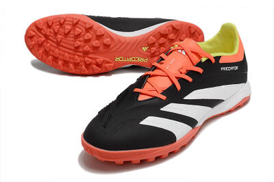 Men's Adidas Predator 24 Elite TF Artificial Turf Low-Tops Football Shoes - Black/White/Orange