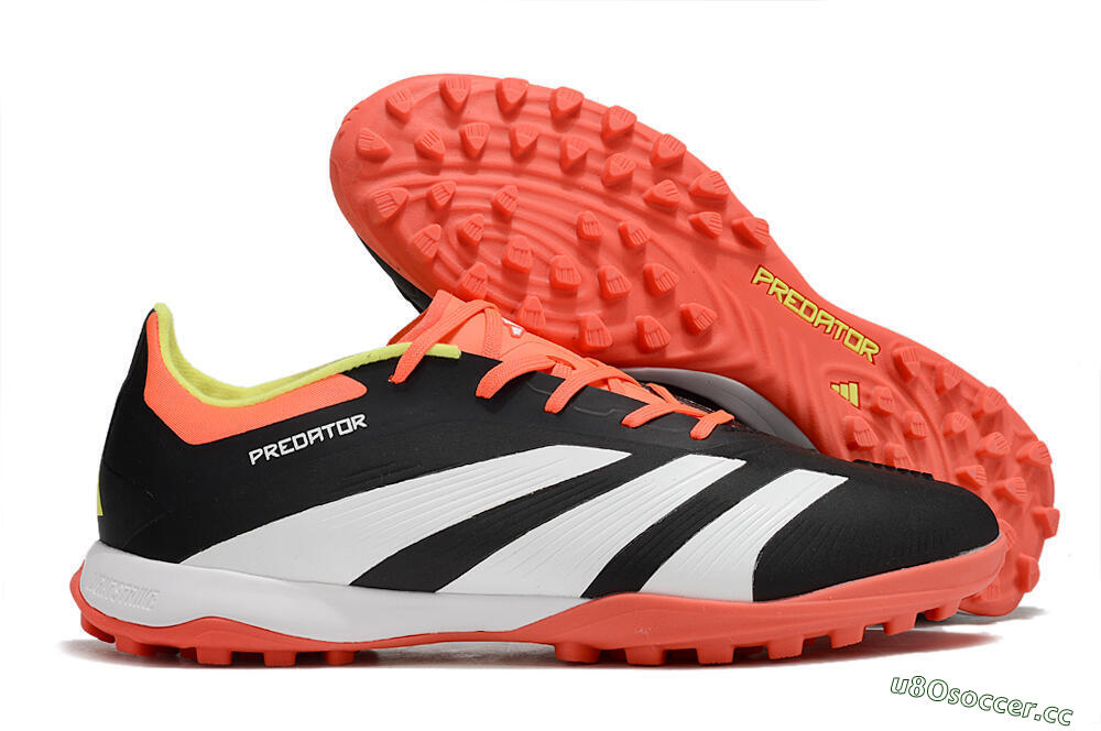 Men's Adidas Predator 24 Elite TF Artificial Turf Low-Tops Football Shoes - Black/White/Orange 2