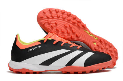 Men's Adidas Predator 24 Elite TF Artificial Turf Low-Tops Football Shoes - Black/White/Orange