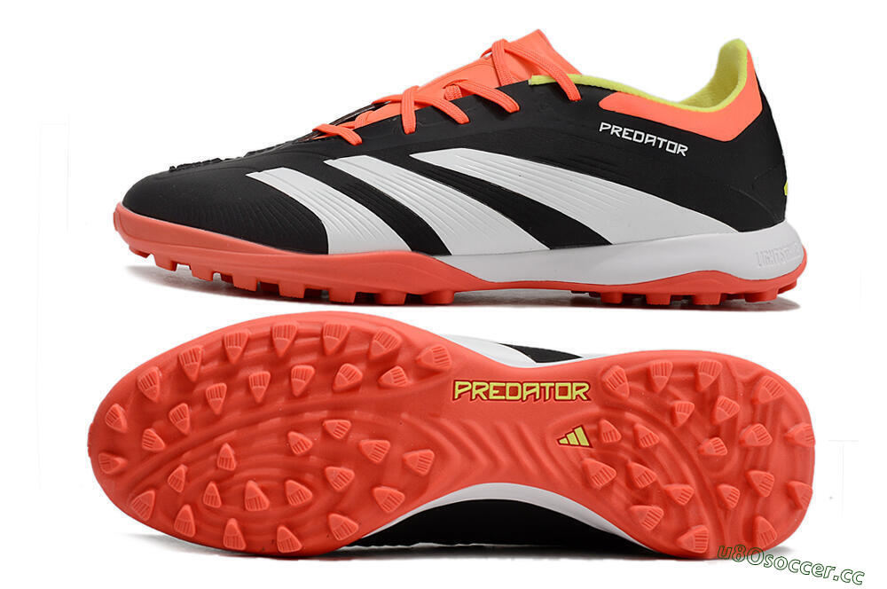Men's Adidas Predator 24 Elite TF Artificial Turf Low-Tops Football Shoes - Black/White/Orange 1