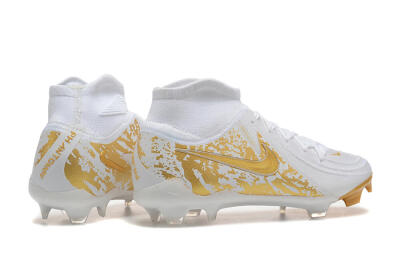Men's Nike Phantom Luna Elite NU FG Firm Ground High-Tops Football Boots - White/Gold