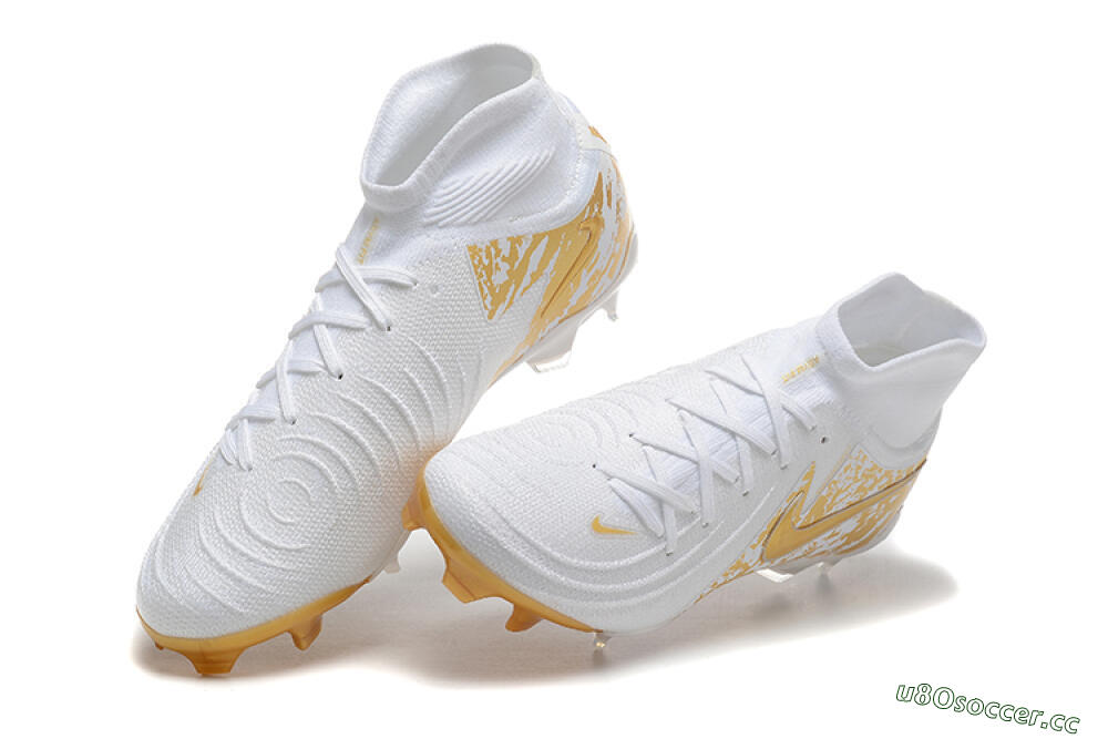 Men's Nike Phantom Luna Elite NU FG Firm Ground High-Tops Football Boots - White/Gold 7