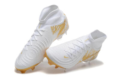 Men's Nike Phantom Luna Elite NU FG Firm Ground High-Tops Football Boots - White/Gold
