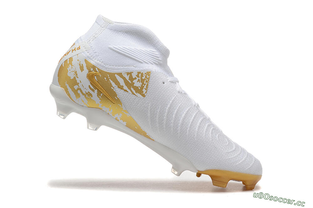 Men's Nike Phantom Luna Elite NU FG Firm Ground High-Tops Football Boots - White/Gold 8